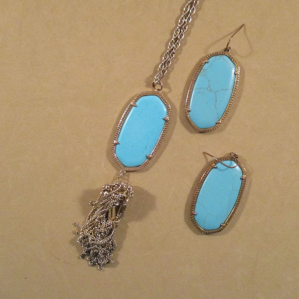 Kendra Scott Turqoise Tassel Necklace & Earrings
